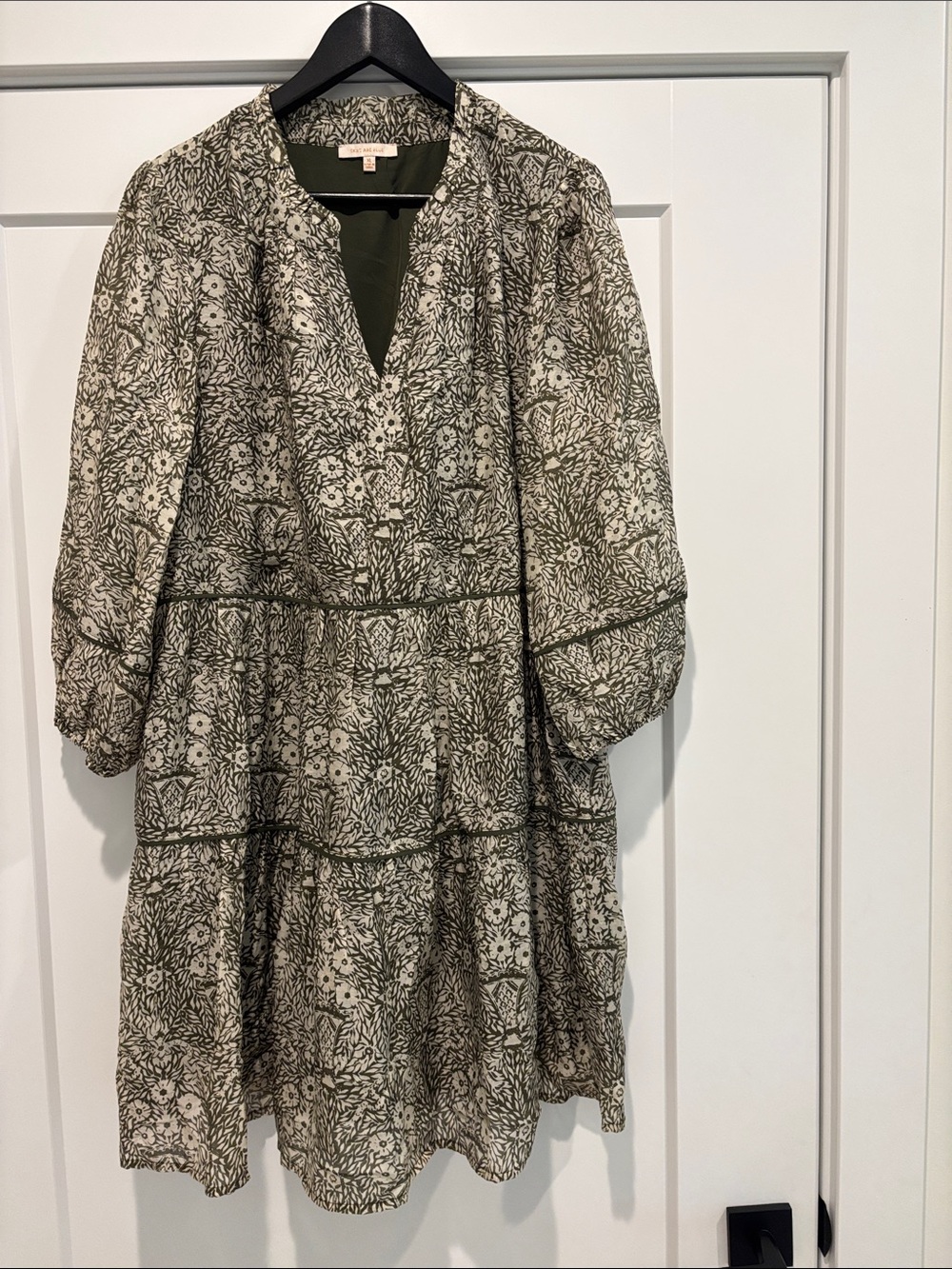 Tiered Floral Olive Green Women's Dress plus size xl